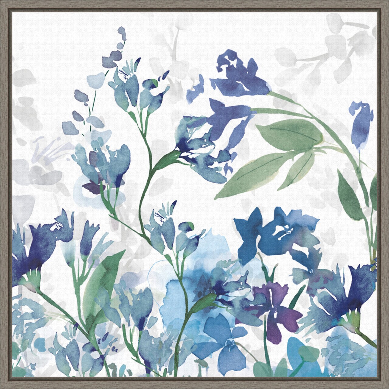Colors of the Garden III Cool Shadows by Wild Apple Portfolio 16-in. W x 16-in. H. Canvas Wall Art Print Framed in Grey